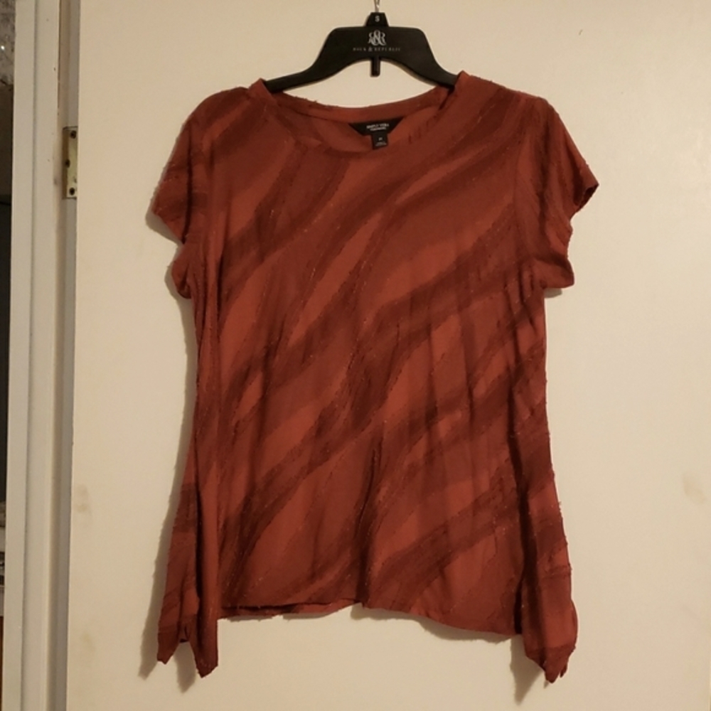 Maroon Blouse with designs through it.